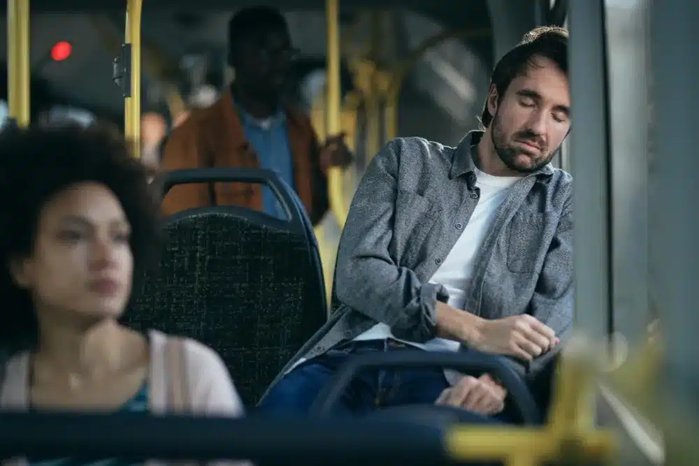 Commuter experiencing accident on Los Angeles public transit