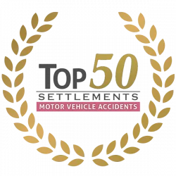 Award badge for Top 50 motor vehicle accident settlements