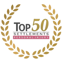 Top 50 personal injury settlement recognition badge