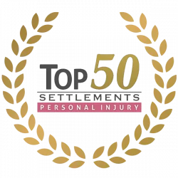 Top 50 personal injury settlement recognition badge