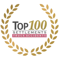 Award badge for Top 100 settlements in truck accident cases