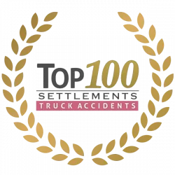 Award badge for Top 100 settlements in truck accident cases