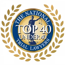 National Trial Lawyers Top 40 under 40 attorney award badge